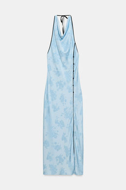 VESTIDO MIDI JACQUARD FLORAL / Celeste - Zara фото 8
