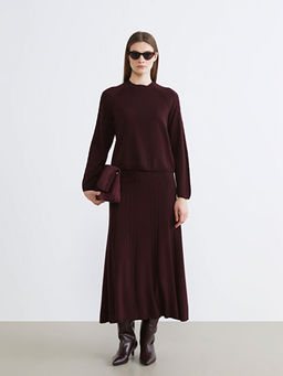 Bisiklet Yaka Kendinden Desenli Kad?n Triko Kazak