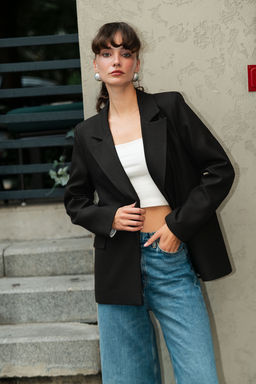 Kahverengi Rahat Kal?p Cizgili Astarl? Dokuma Blazer Ceket TWOAW26BC00044 - Trendyolmilla фото 9