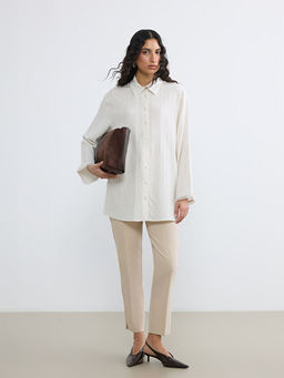 Dokulu Keten Kar???ml? Kad?n G?mlek Tunik