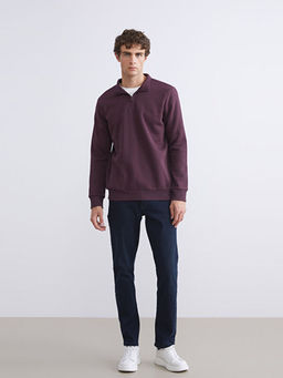 Dik Yaka Uzun Kollu Erkek Kal?n Sweatshirt