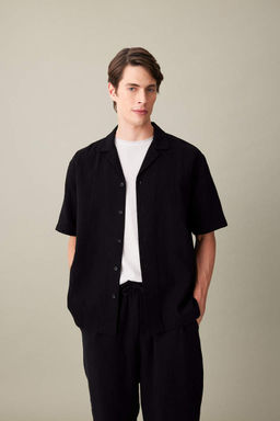 Хлопковая рубашка с короткими рукавами и воротником-поло Relax Fit