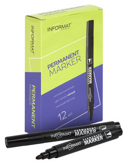 Цена за 2 шт. Маркер перманентный INFORMAT PERMANENT 1-5 мм черный, круглый наконечник