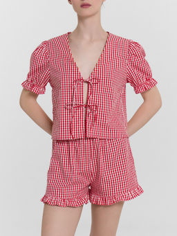 Комплект домашний женский красный в клетку - Mark formelle фото 8
