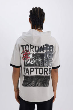 DeFactoFit NBA Toronto Raptors Oversize Genis Kal?p Kapusonlu K?sa Kollu Tisort  фото 4