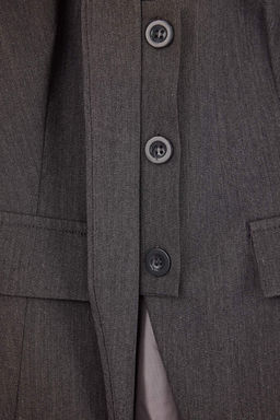 Antrasit Fitted/Vucuda Oturan Gizli Dugmeli Astarl? Dokuma Yelek TWOSS26YE00005 - Trendyolmilla фото 2