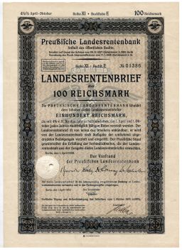 Облигация 4,5% 100 рейхсмарок 1939 года Германия