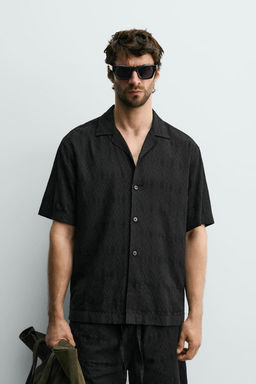 CAMISA RELAXED FIT JACQUARD GEOM?TRICO / Negro - Zara фото 2
