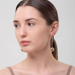 Серьги висячие Шар плетёный, цвет чёрный в золоте, 6,5см - Queen fair фото 4