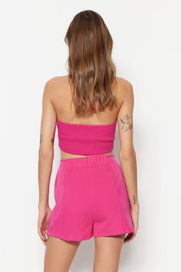 TRENDYOLMILLA Lacivert Cift Y?rtmacl? Super Mini Dokuma Sort Etek TWOSS20SR0364 фото 6