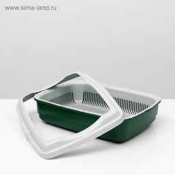 Лоток большой с сеткой и бортиком Atlantis «Стандарт», 43×33×12.5 см, зеленый