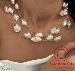 Украшение на шею в виде искусственного жемчуга