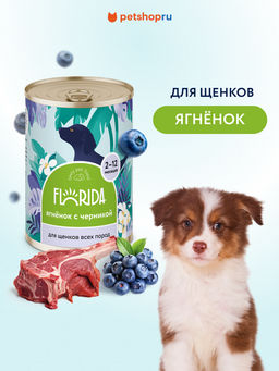 Консервы для щенков "Ягненок с черникой" 22ел16