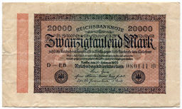 Банкнота 20000 марок 1923 года Германия