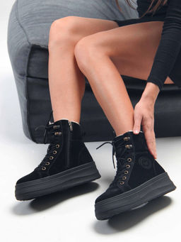 Ботинки 219.warmbl. черный замша/Байка