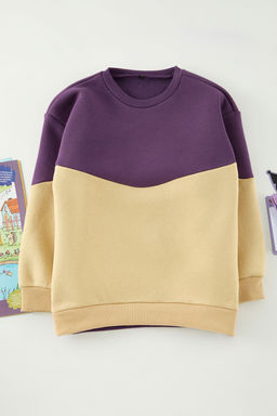 Mor Erkek Cocuk Duz Orme Mini Me Sweatshirt TKDAW25SW00123