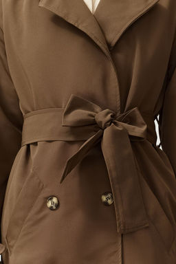 Trendyolmilla Haki Kemerli Ruzgarl?k Detayl? Su Itici Uzun Trenckot TWOSS21TR0005  фото 73