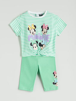 Minnie Mouse Bask?l? K?z Bebek Ti??rt ve Tayt 2li