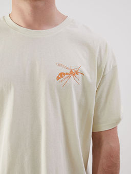 Bisiklet Yaka Bask?l? Penye Erkek Ti??rt