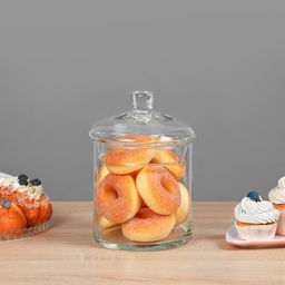 Ваза «Трубка 146», с крышкой, малая, 2.5 л, d=14 см, h=15 см (с крышкой h=20 см), стекло, прозрачная