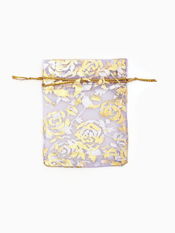 Цена за 100 шт. Мешочек подарочный Розы золотистые, 7?9 см, фиолетовый