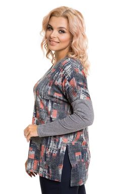 Пуловер 724 серый-коралл - Novita фото 2