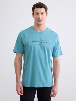 Bisiklet Yaka Bask?l? Erkek Ti??rt