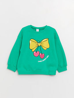 Bisiklet Yaka Bask?l? K?z Bebek Sweatshirt
