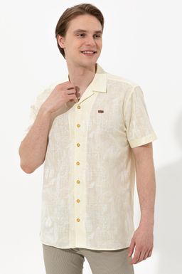 U. S. Polo Assn Мужская светло-желтая рубашка с коротким рукавом - U.s. polo assn фото 3