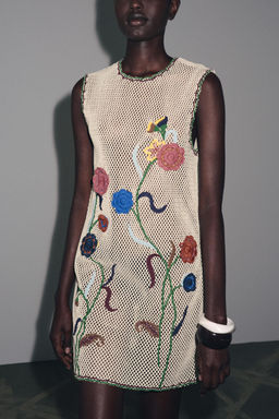 ZW COLLECTION FLORAL EMBROIDERED CROCHET DRESS - Zara фото 12