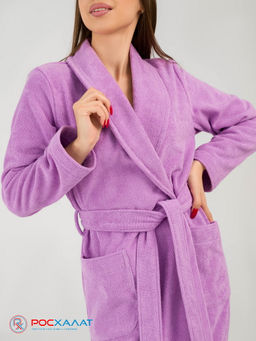 Женский махровый халат с шалькой сиреневый МЗ-02 (10)