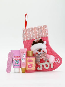 Подарочный набор в новогоднем носке: гель для душа, крем для рук, бальзам для губ и пилочка, URAL LAB