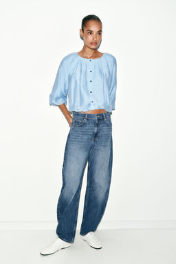 BLUSA FLUIDA GLOBO / Celeste