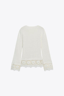 GUIPURE COMBINATION T-SHIRT - Zara фото 9