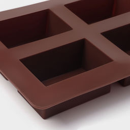Форма для выпечки Доляна «Прямоугольник», силикон, 21.5×15.3×3.7 см, 4 ячейки (7.7×4.8 см), коричневая