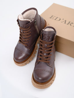 Ботинки 319.PODYUM141br.Вакса коричневая/шерсть