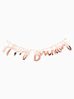Цена за 3 шт. Гирлянда на ленте «Happy Birthday», розовое золото