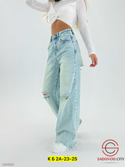 Джинсы широкие с высокой посадкой - Bruno фото 3