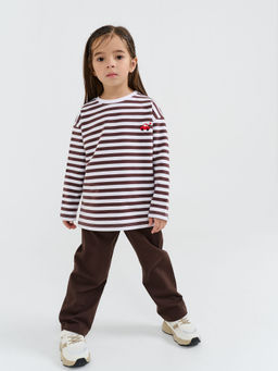 Лонгслив Полоска Шоколад с вышивкой - Bungly фото 6