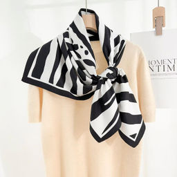 Платок шелковый на голову и шею весенний, мультицвет