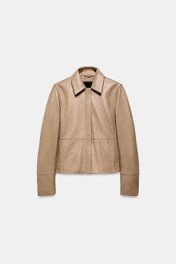 BLAZER ENTALLADA PIEL 100% / Piedra - Zara фото 5