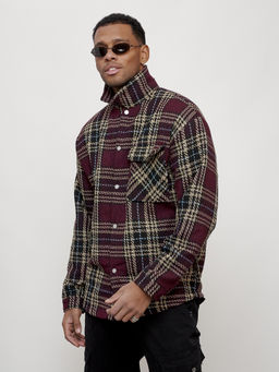 Ветровка рубашка мужская букле бордового цвета 58378Bo - Mtforce фото 4