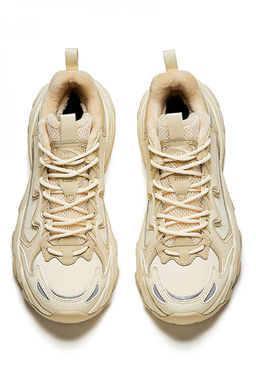 Кроссовки повседневные утепленные Бежевый/Коричневый/Серебристый