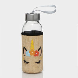 Бутылка для воды стеклянная в чехле «Единорожек», 300 мл, h=16.5 см