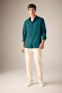 Рубашка из поплина с длинным рукавом стандартного кроя - Defacto фото 2