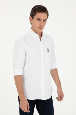 Мужская белая базовая рубашка с длинным рукавом - U.s. polo assn фото 3