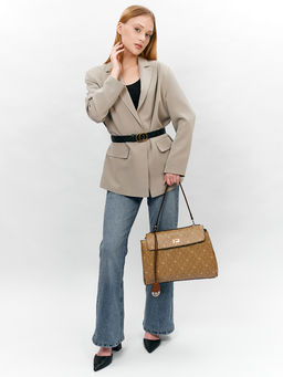 LACCOMA сумка AC697-лагуна темно-бежевый эко кожа хлопок  фото 2