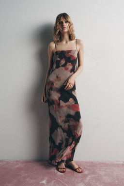 FLORAL BEADED PRINT DRESS