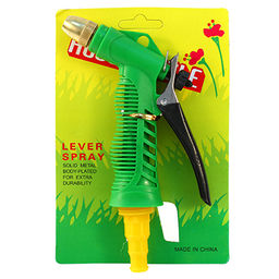 Насадка-распылитель на шланг, подходит для шлангов д1/2", 3/4", 1", 3 типа струи, пластик/металл, фиксатор, на картоне (Китай)