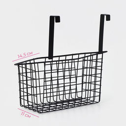 Корзина подвесная на шкаф или дверцу Доляна, 26×13.5×17 см, чёрная